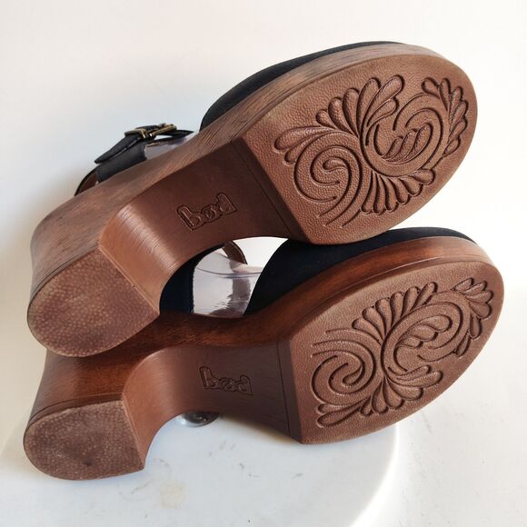 B.o.c Born Size 10 Midnight Blue Clogs Sandals Ankle Strap Platform Block Heels - Picture 8 of 13